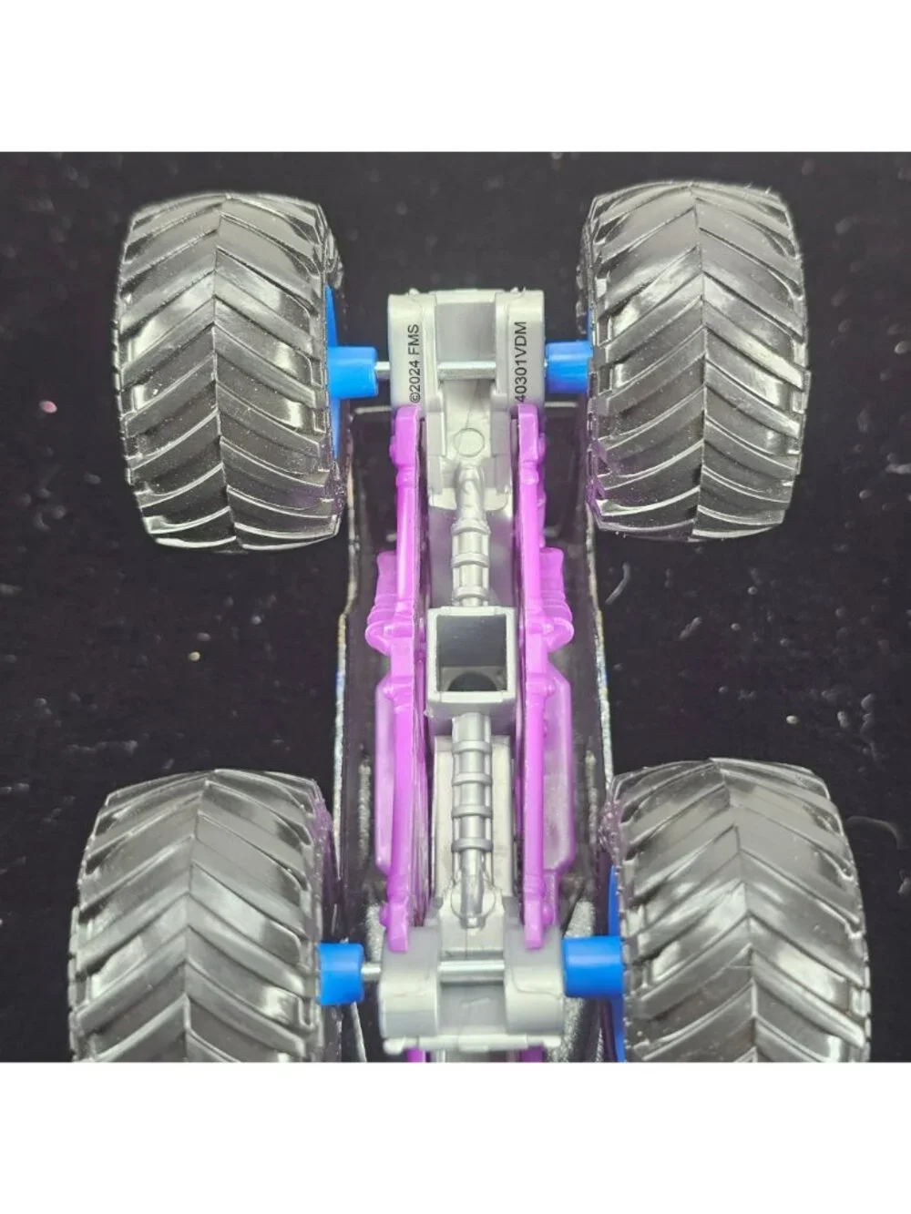 Grave Digger Monster Truck Toy Purple & Black 2024 Copyright Skeleton Design 4-W